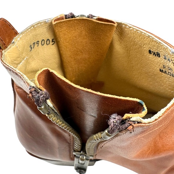 Frye Sacha Moto Shortie Booties Women's 8.5 Cognac Brown Leather Zip Ankle - Picture 9 of 16